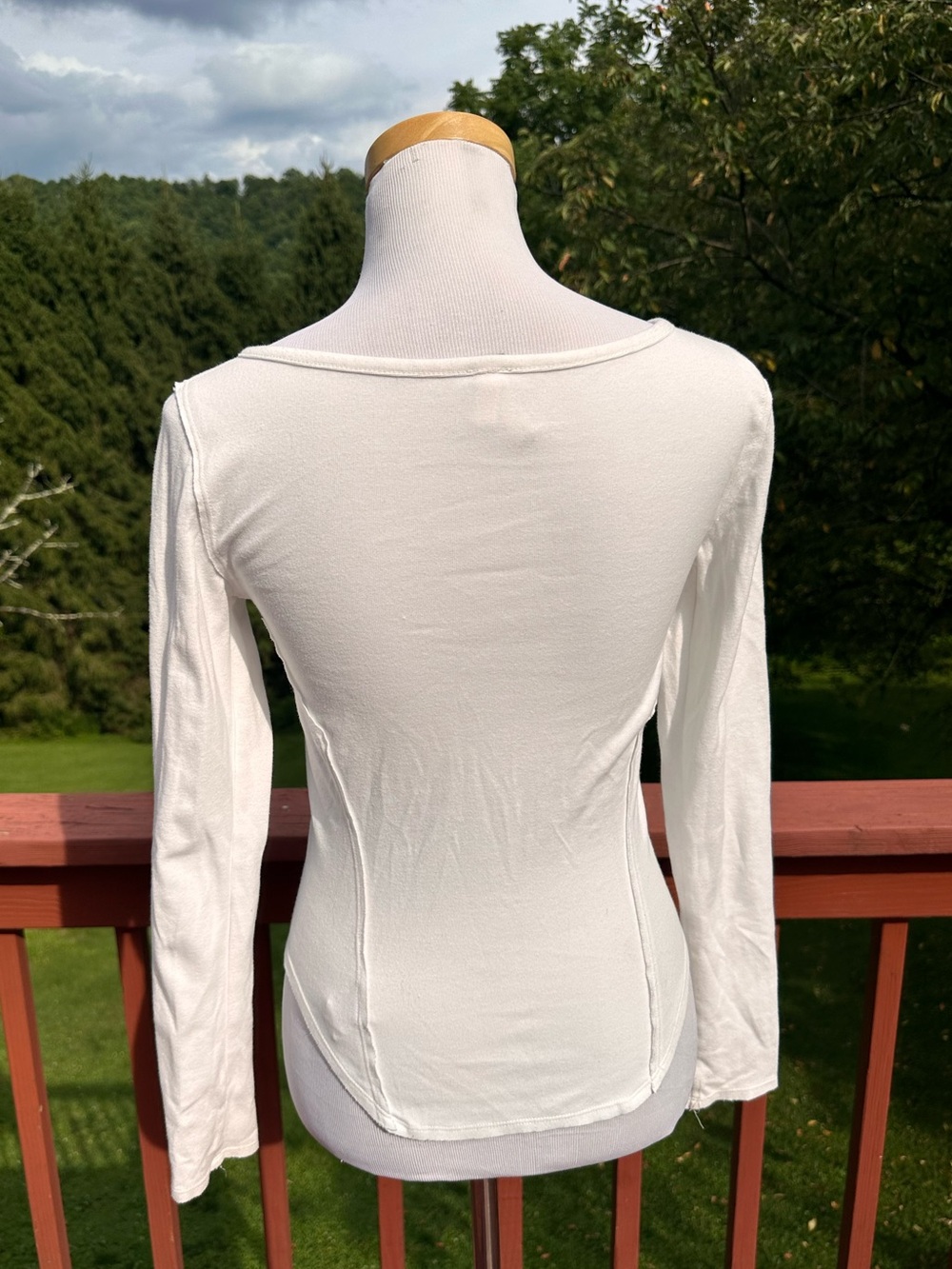 Free People We The Free White Lace-Up Long Sleeve Tee - Picture 3 of 4